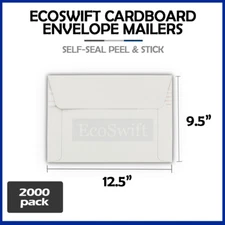 2000 - 12.5" x 9.5" EcoSwift White Photo Ship Flats Cardboard Envelope Mailers