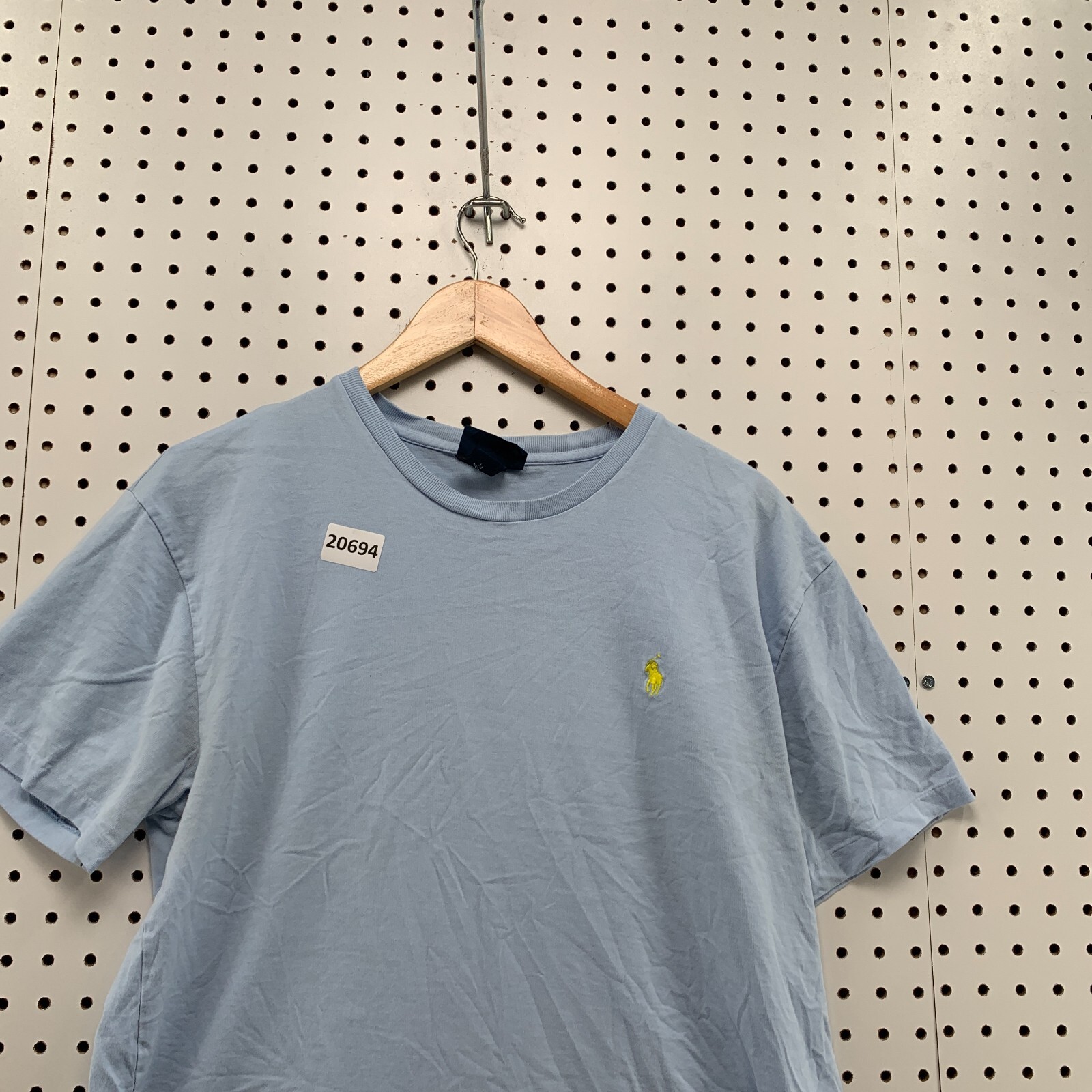 Polo Ralph Lauren camicia uomo blu medio giallo pony 20 5x26 manica corta