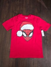 Marvel SPIDERMAN Red Santa T-shirt Boys Size XS S L XL XXL Christmas New NWT
