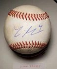 Autographed Baseball game used LIAM HICKS Miami Marlins