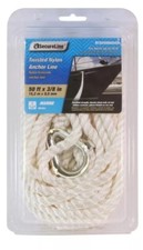 Twisted Nylon Marine 3/8" X 50'  Boat Anchor Line Rope White with Thimble Eye