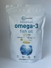 Micro Ingredients Extra Strength Omega 3 Fish Oil Supplements 1,200mg Per... 