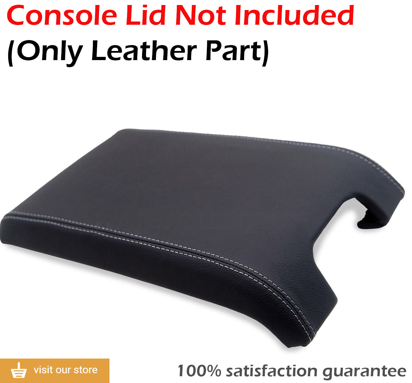 Red Sttch Center Console Cover Synthetc Leather For 15-18 Ford F150