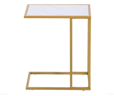 Paar C-Form Beistelltische Kaffee Tee Sofa Wohnzimmer Möbel Gold