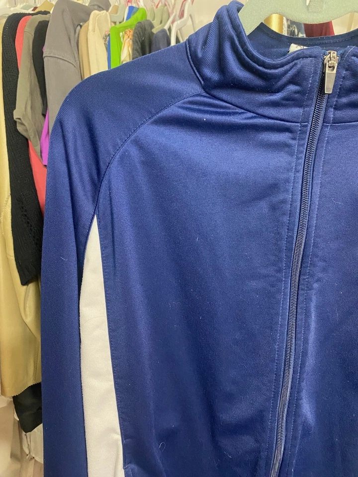 Jaqueta Augusta Sportswear azul aquecimento com zíper logotipo Cirques tamanho médio - Imagem 2 de 4