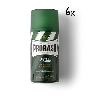 6x PRORASO Shaving foam Cream seife Rasierschaum Eukalyptusöl und Menthol 400ml