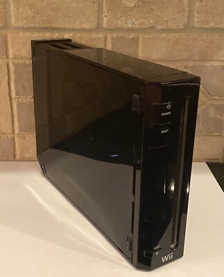 Nintendo Wii Console Deck Only Black RVL-001 Gamecube Compatible Tested Working