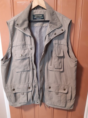 Highmount Mens Sleeveless Jacket Multi Pocket Bodywarmer Gilet stone XXL