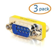 3 Pack RS-232 DB9 Male / DB9 Male, Serial Mini Gender Changer / Coupler Adapter