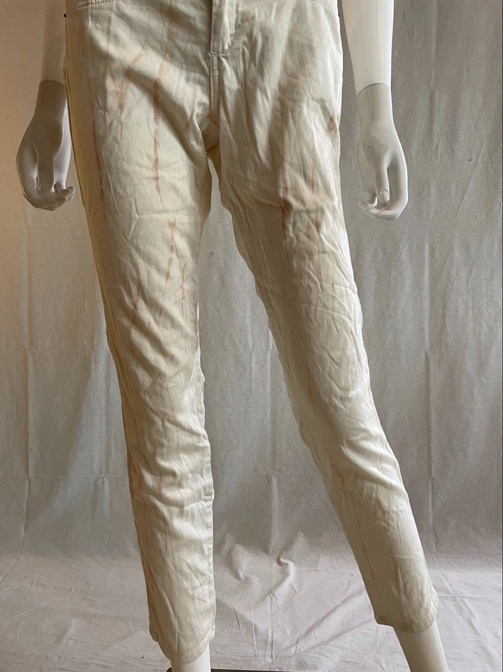 Pantalones para mujer Bebe ajustados de algodón blancos informales con botones tiro medio talla 27 Foto 3 de 4