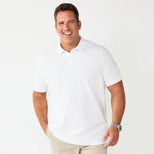 Sonoma Supersoft Pique Polo Top Modern White Men’s Big & Tall Size 4XB NEW