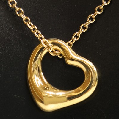 Tiffany Open Heart Necklace K18 Yg Yellow Gold Elsa Peretti  