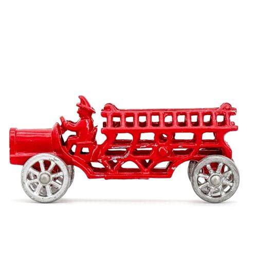 Unmarked Vintage Ladder Fire Truck w/Driver Cast Iron Toy Man Cave Arcade Hubley - Picture 1 of 23