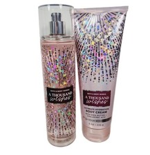 A THOUSAND WISHES Bath  Body Works Fine Fragrance Mist Body Cream 8oz Set NEW