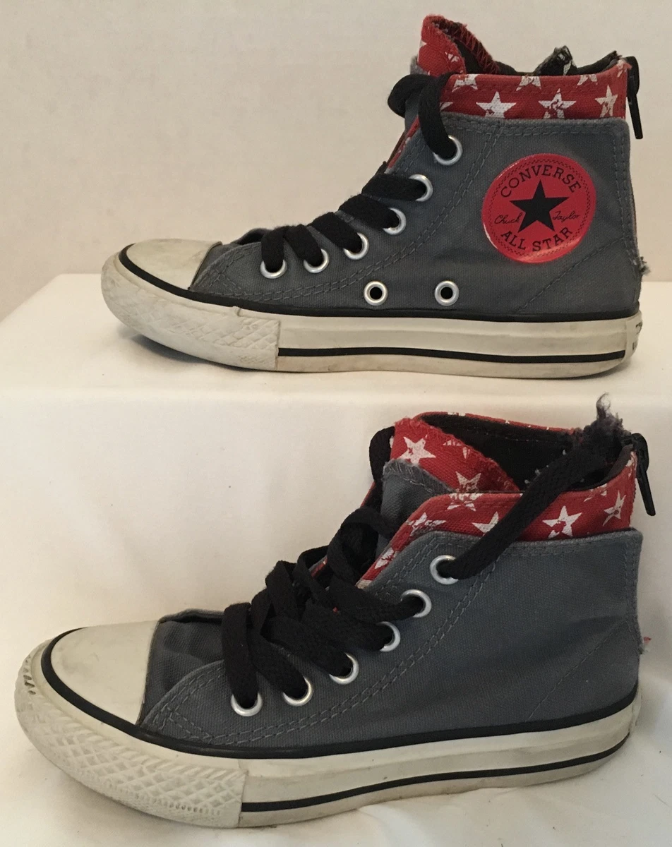 Youth Hi-Top Red Star Lining Back | Shoes 11 All Gray CONVERSE Star Kids Zipper eBay