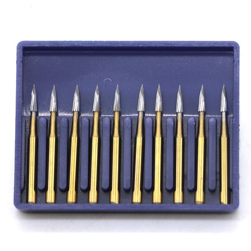 10 Pcs Dental Bullet Needle Golden Carbide Burs FG7901 Trimming and