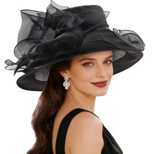 DRESHOW Women Organza Hat Church Cap Hats Clearance Kentucky Derby Cocktail T...