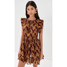 Ulla Johnson Kalina Mini Dress Coverup Terra Ikat Cotton Ruffle Size Medium