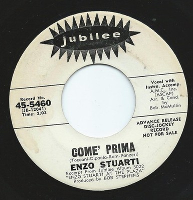 Enzo Stuarti - Come' Prima - Used Vinyl Record 7 - Promo - G8100z