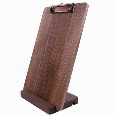 Solid Hardwood Walnut Clipboard with Stand Set - Ideal for Menu Display, Rece...