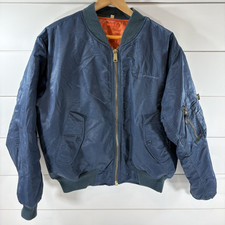 Vtg Boeing MA-1 Flyers Intermediate Jacket Men’s Size S Navy Blue Orange Bomber