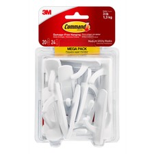Medium Utility Hooks, White, 20  Hooks, 24  Strips 0.86 per strip