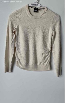 Boss Unisex Kids Cream Long Sleeve Crew Neck Knitted Pullover Sweater Size M