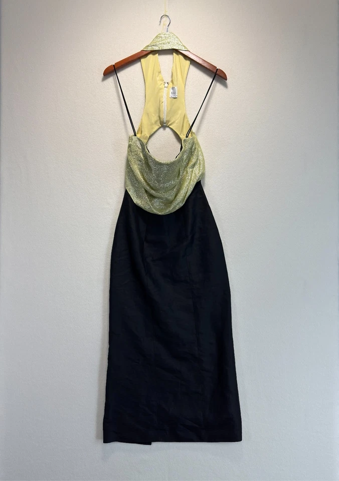 Vestido de diseñador vampiro halter dos tonos Rosie Assoulin, talla 0, venta al por menor. $1795 Foto 3 de 4