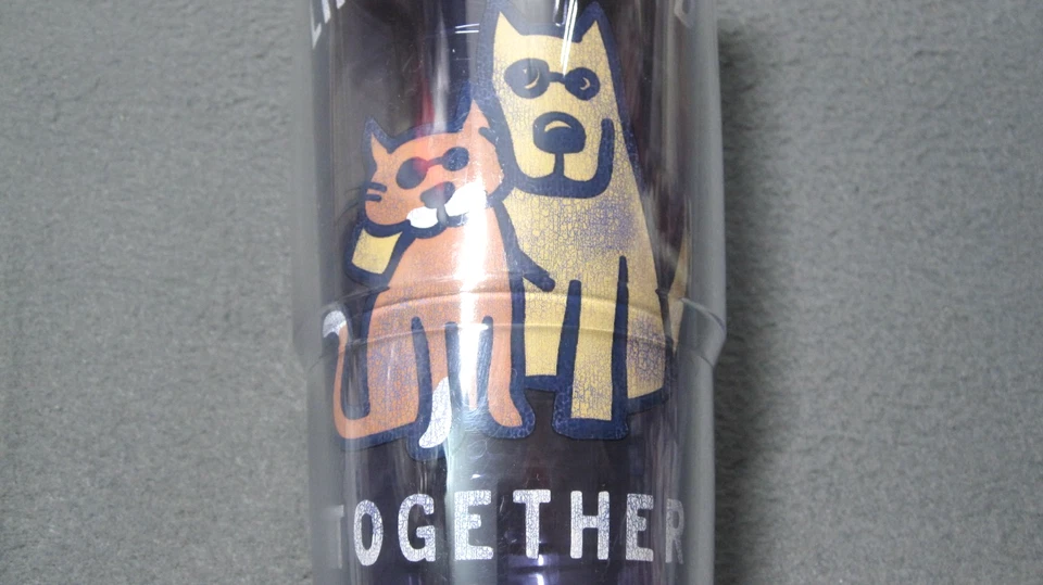 Taza Life is Good Perro/Gato Juntos Tervis Azul Doble Pared 24oz Tapa Caliente/Fría Foto 2 de 4