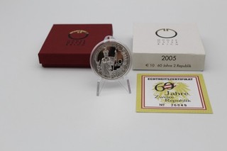 PRAGER: Österreich 10 Euro 2005 60 Jahre 2. Republik Silber [B7]#k