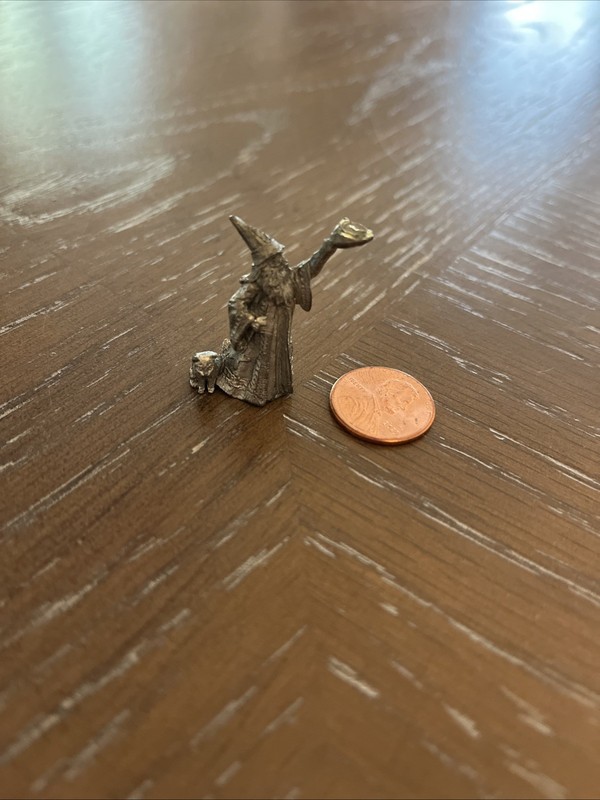 Vintage Pewter Wizard With Cat Figurine