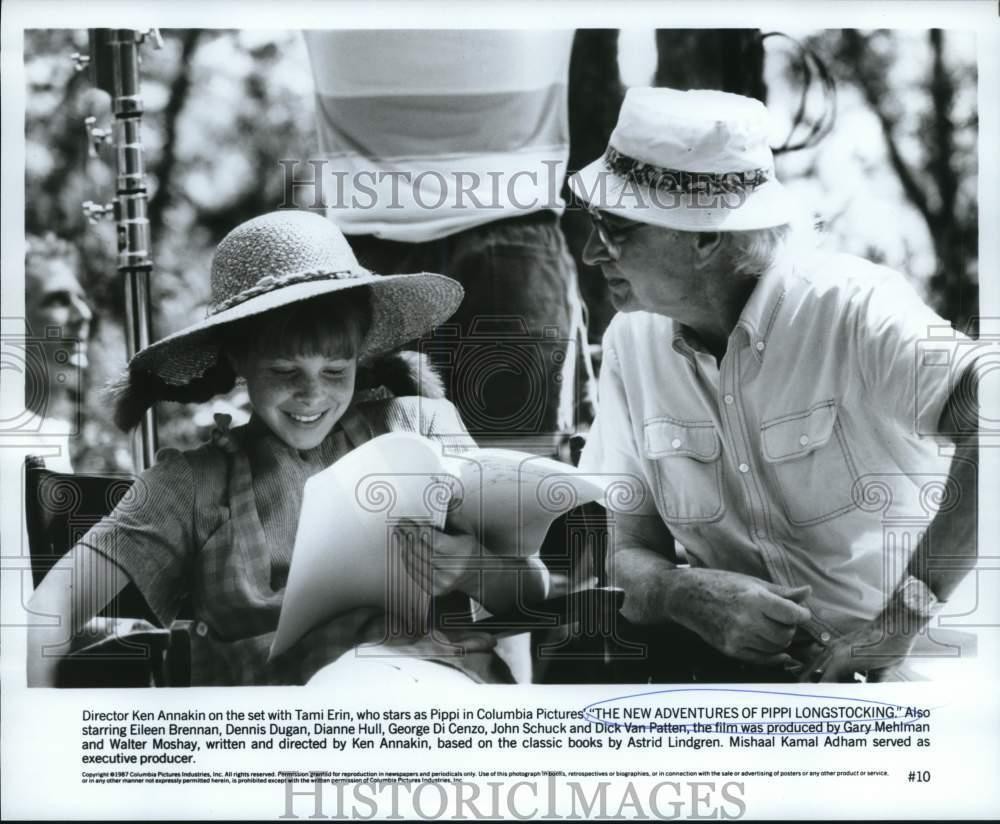 1987 Press Photo Cast & crew on set of The New Adventures of Pippi Longstocking.