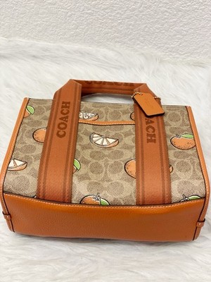Coach Smith Tote Bag 24 In Signature Canvas With Orange Print