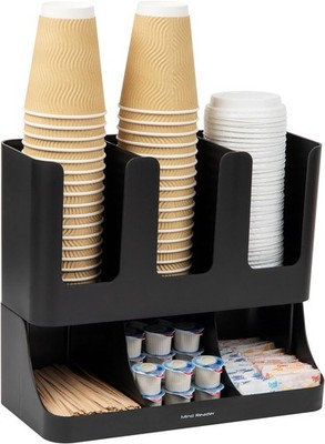 Mind Reader Cup and Condiment Station, Countertop Coffee Bar Organizer with 6 Co