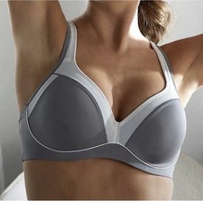 New Women's NATORI 752147 Gray Zen Convertible Underwire Sports Bra Size 36DDD