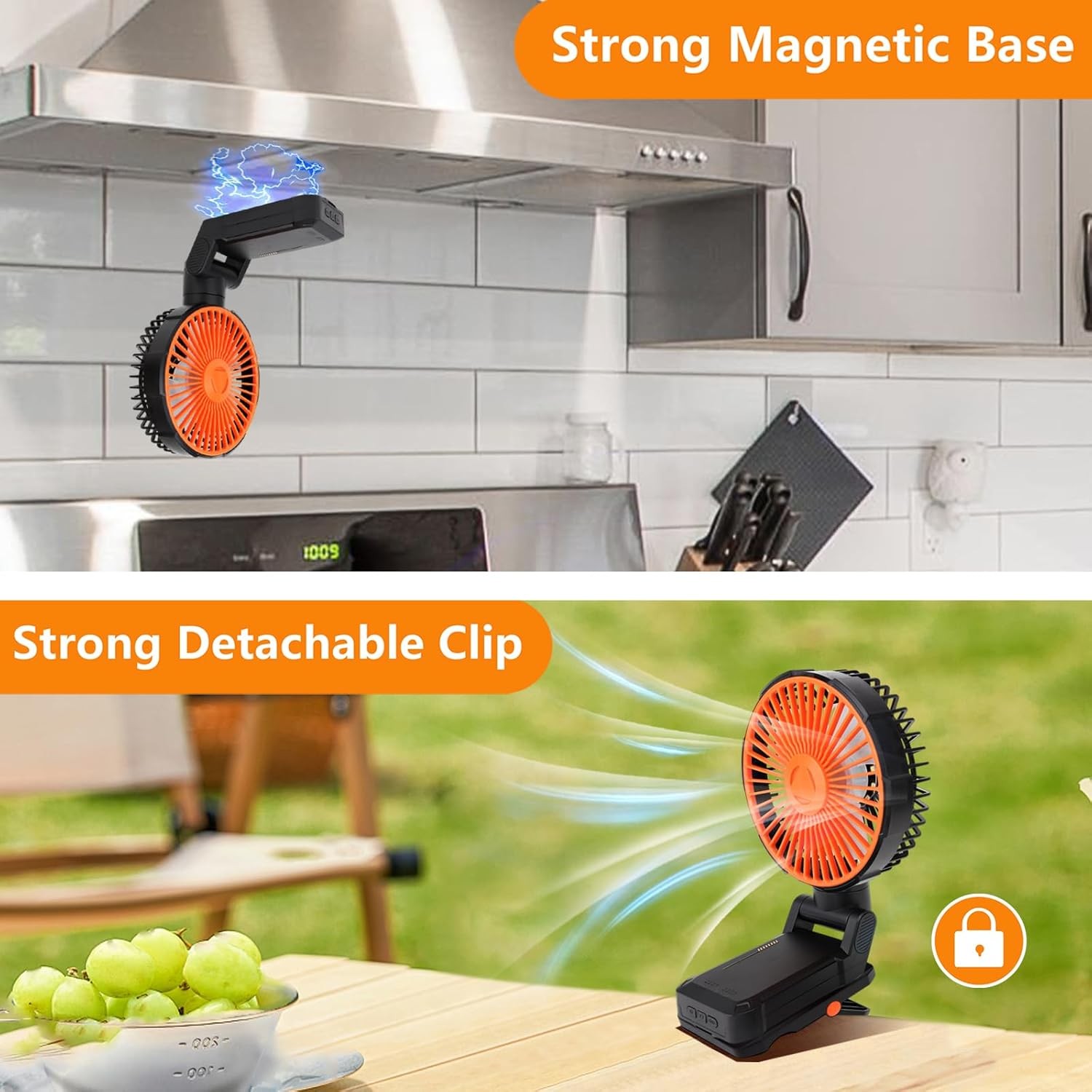 LED Light Portable Magnetic Multifunctional Outdoor Camping Vehicle Fan Folding