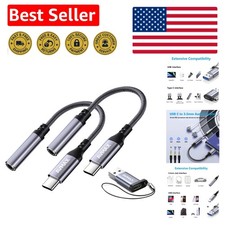 HiFi USB C to 3.5mm Audio Headphone Adapter 2 Pack - Universal Compatibility