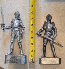  2 Vintage Hard Plastic 8" Medieval Knights in Armor