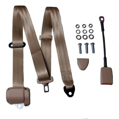 3 Punkt Automatikgurt Sicherheitsgurt Universal BEIGE Gurtpeitsche TÜV E Prüfug