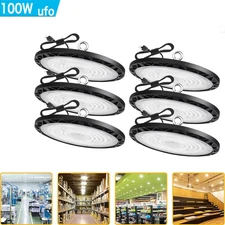 6 Pack 100W UFO Led High Bay Light Shop Industrial Commercial Factory Warehouse