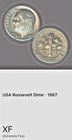 1967 Roosevelt Dime, XF