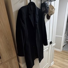Michael Kors Men's Black Solid Notch Lapel Blazer Jacket, Four-Button Sleeves