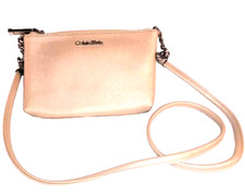 Borsa a tracolla Calvin Klein donna piccola mini beige tracolla catena look saffiano