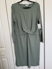 Nine West Sage Green Women’s Long Sleeve Shirt Dress in Size PXXL NEW