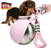 Hundetrinkflasche Edelstahl 285Ml Mit Faltbarem Silikonnapf FüR Unterwegs