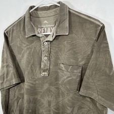 Tommy Bahama Relax Polo Shirt Mens Size Medium Faded Green Floral Pima Cotton