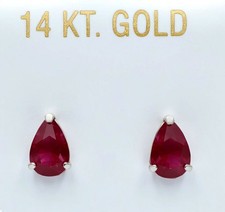 GENUINE 1.20 Cts RUBY STUD EARRINGS 14K WHITE GOLD - Free Appraisal Service -NWT