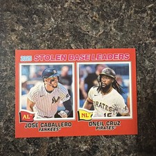 2026 Topps Heritage #4 2025 Stolen Base Leaders Cruz / Caballero Red Border