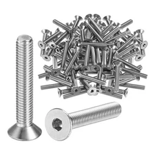 80pcs Flat Head Machine Screws Hex M5x0.8 Stainless Steel 30mm Length