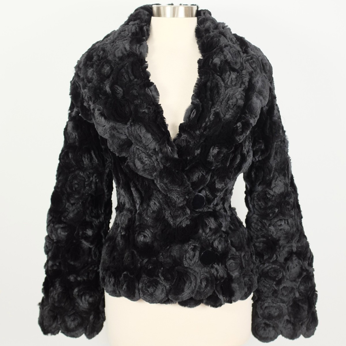 【美品】GIORGIO ARMANI⭐︎レザーコート⭐︎革タグ⭐︎ラビットファー⭐︎黒 Giorgio Armani Black Label 40 US 4 coat jacket rabbit fur runway